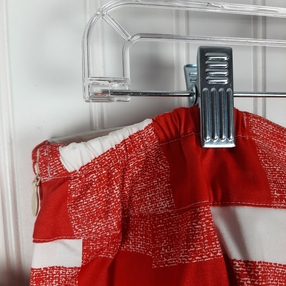 Talbots Gingham Plaid Full Skirt Plus Petite Size16W Red White Hemmed Length 21" - Picture 2 of 9